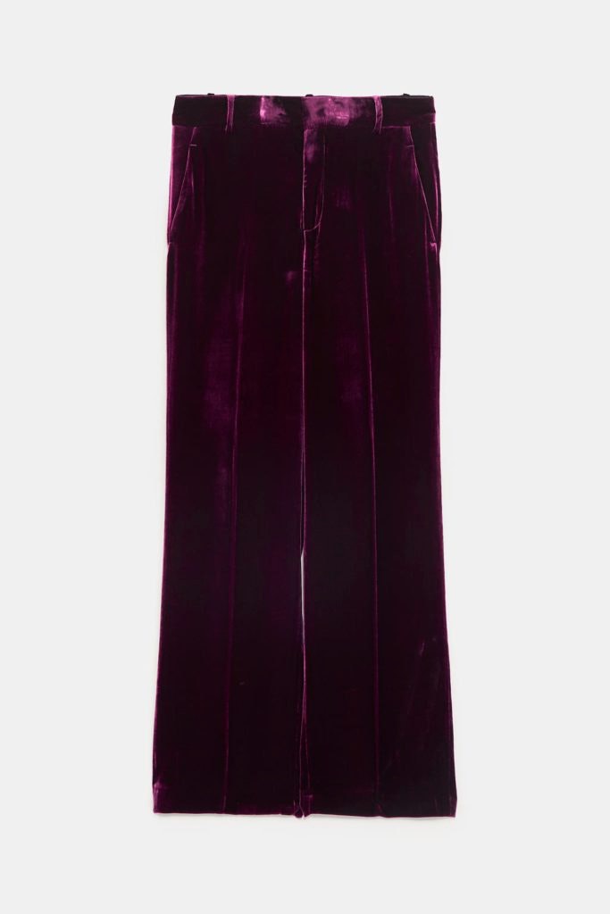 Calças fato roxo, Zara, 49,95€