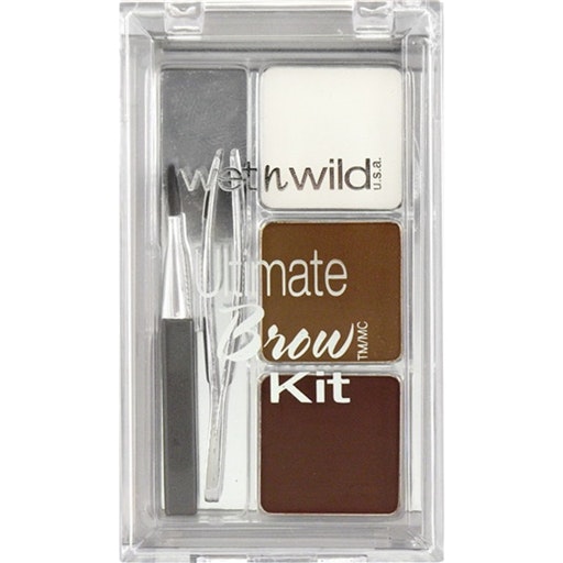Paleta de maquilhagem de sobrancelhas Wet N Wild, 3,99€ no Continente | O conjunto inclui uma cera suave que molda as sobrancelhas, dois pós de secagem rápida para definição, um pincel inclinado para uma aplicação fácil e mini pinças.