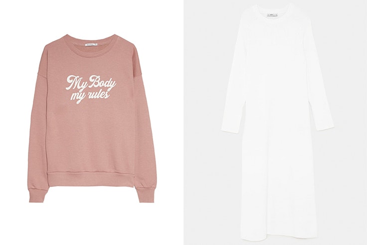 sudadera-rosa-stradivarius-vestido-blanco-zara