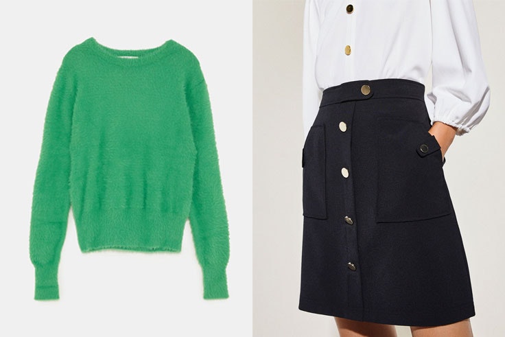 botines-serpiente-conjunto-jersey-verde-zara-falda-negra-cortefiel