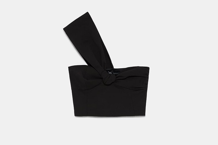 top negro asimétrico zara