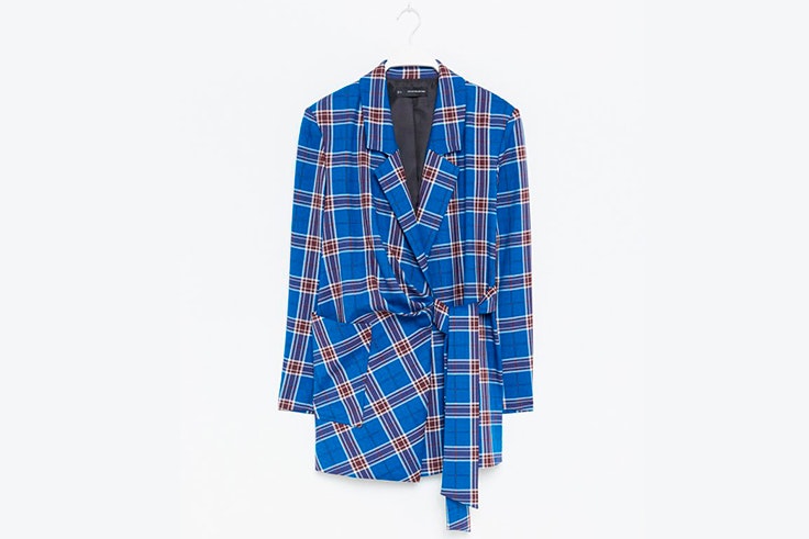 chaqueta estampado cuadros azul eléctrico sfera