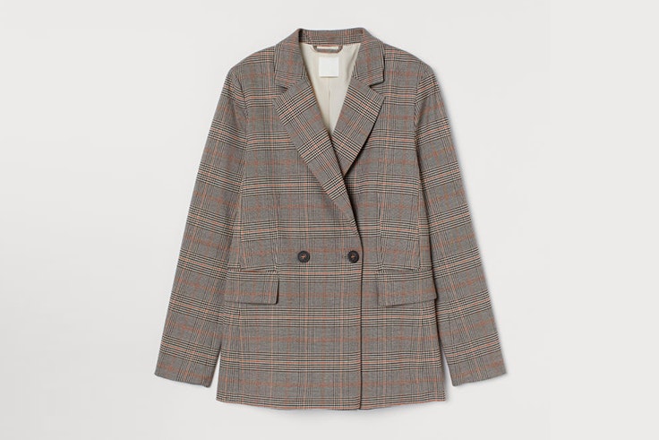 chaqueta estampado cuadros hm