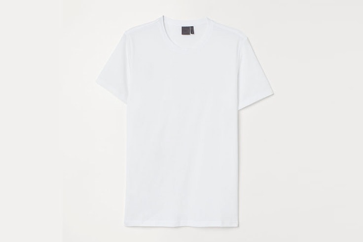 camiseta blanca manga corta hm