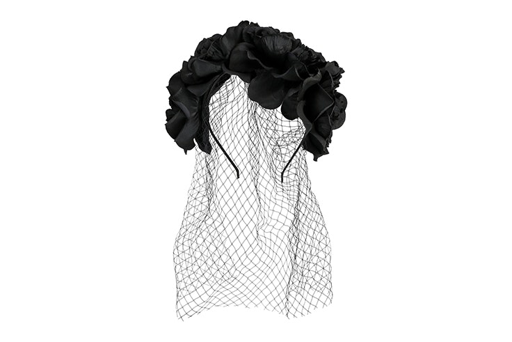 corona de flores negra con red bijou brigitte