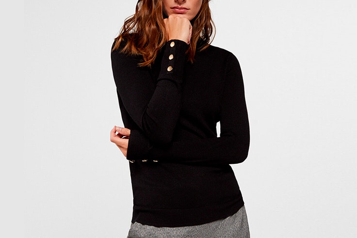 jersey negro detalle botones cortefiel
