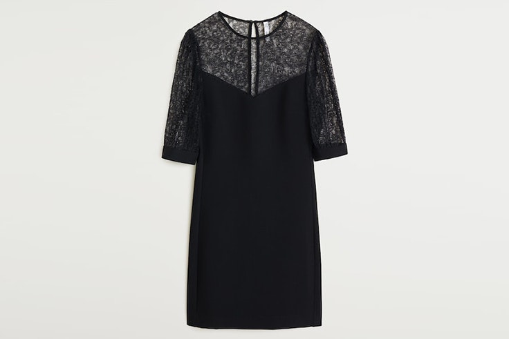 vestido negro encaje mango