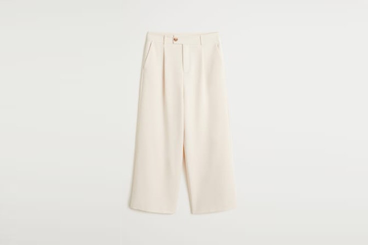 pantalon largo ancho color crudo mango María Valdés