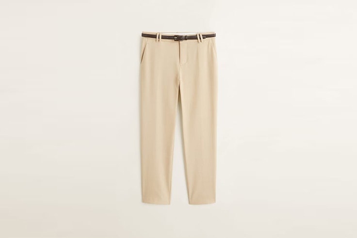 pantalón recto con cinturón de Mango Paola Alberdi