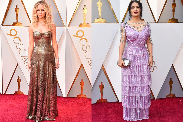 Looks de Jennifer Lawrence y Salma Hayek en los Oscar 2018