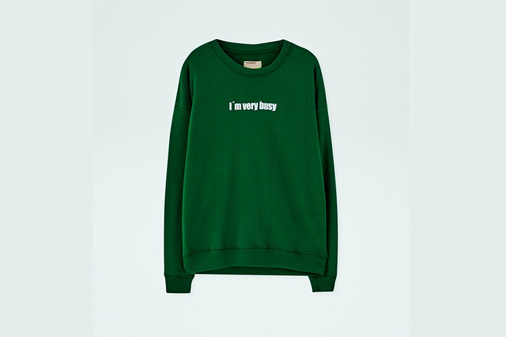 Sudadera verde con texto de Pull & Bear