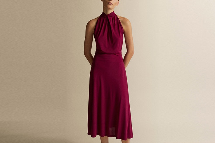 vestido color vino massimo dutti 