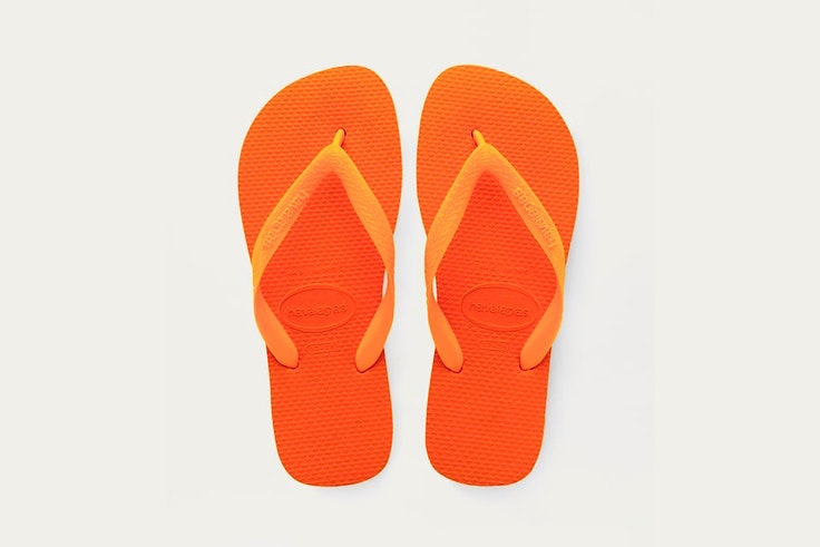 chanclas rayas color naranja pull and bear