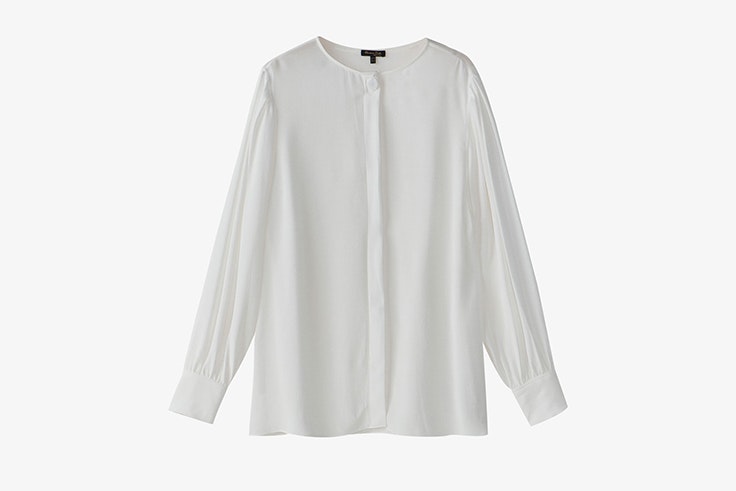 camisa blanca frunce mangas massimo dutti