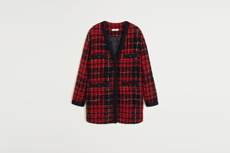 chaqueta de tweed con bolsillos de mango abrigos de las influencers