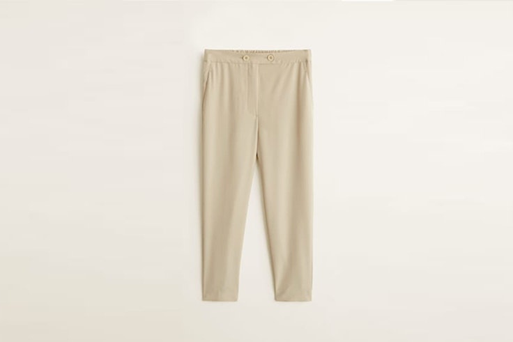 pantalon de traje beige de modal de mango Silvia García