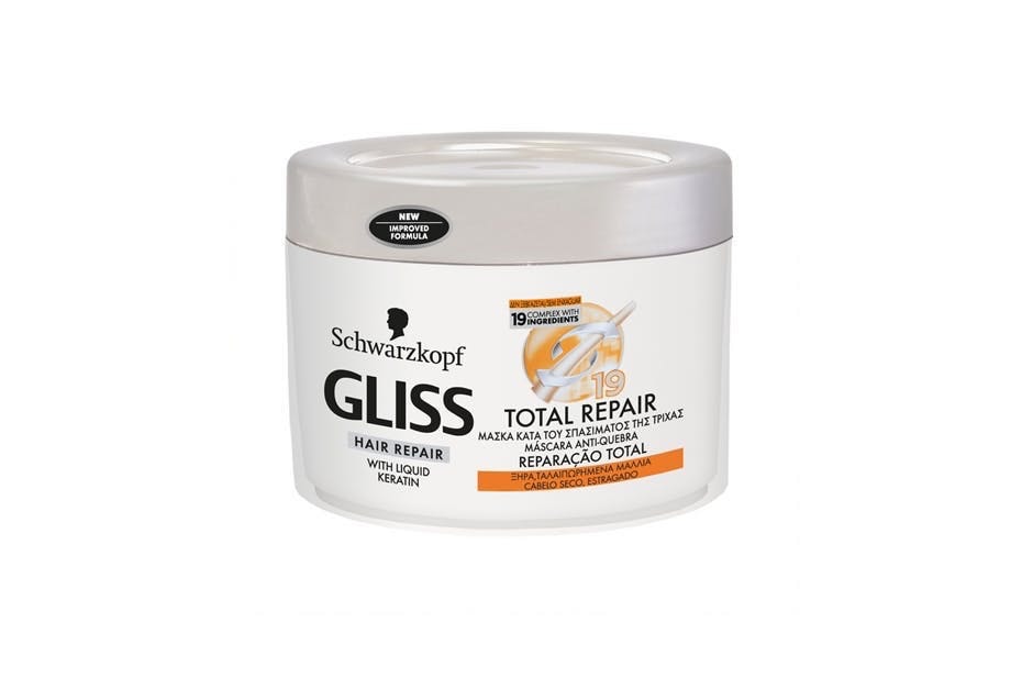 Máscara anti-quebra Gliss, antes a 6,99€ e agora a 3,49€ no Continente | Esta fórmula da Schwarzkopf enriquecida com queratina líquida hidrata e suaviza os fios de cabelo.