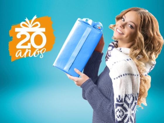 20 anos, 20% de desconto.