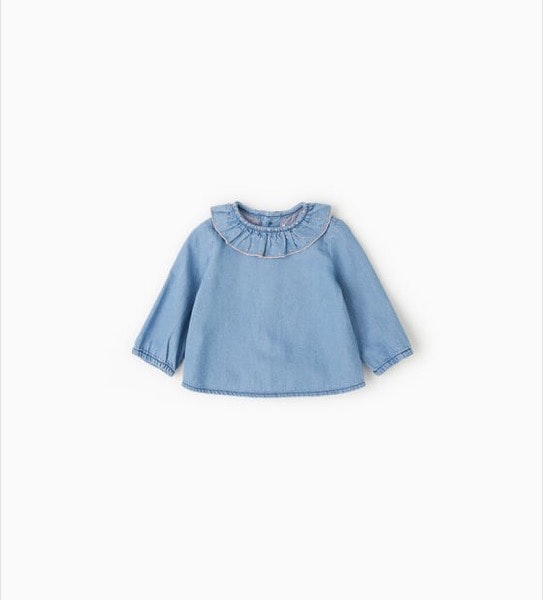 Camisa recém-nascido, antes era a 12,95€ e agora é a 5,99€, na Zara Kids