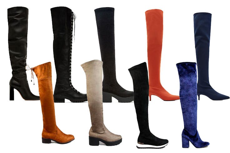 Bota alta Zara (99,95€) / Botas militares de Zara (109,00€) / Botas bicolor de Pull&Bear (29,99€) / Botas rojas de Pull&Bear(45,99€) / Bota azul de Pull&Bear (45,99€) / Bota marrón de Ulanka (59,99€) / Bota beige de Ulanka (59,99€) / Bota deportiva de Ulanka (59,99€) / Bota azul de Ulanka (69,99€)