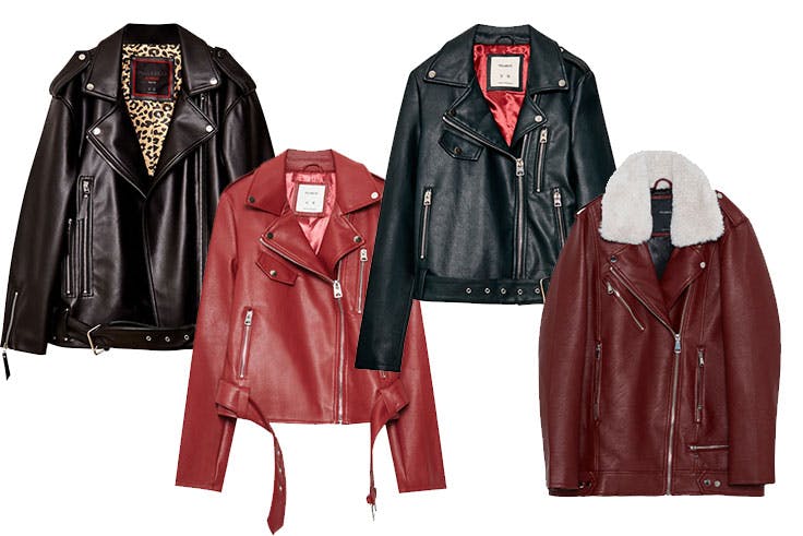 cazadoras cuero otoño Biker oversize (59,99€) / Biker de polipiel (35,99€) / Biker de polipiel (35,99€) / Cazadora de cuello con pelo (49,99€) / Pull&Bear