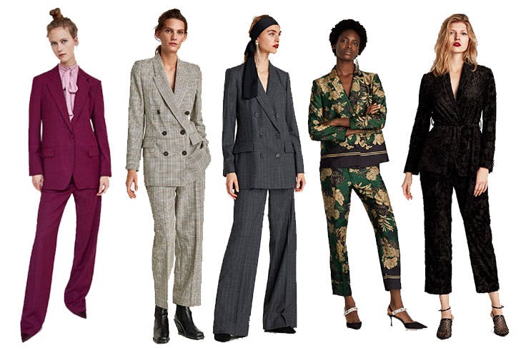 trajes completos otoño Blazer masculina (79,99€) / Blazer a cuadros (69,99€) / Pantalón ancho (39,95€) / Pantalón floral (29,95€) / Pantalón de traje (39,95€) / Zara