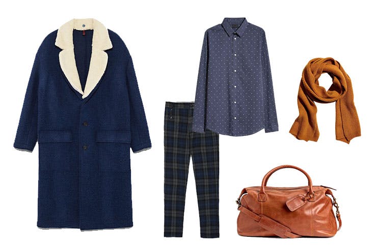 Abrigo de Zara (129,00€) / Pantalón de Zara (39,95€) / Camisa de H&M (24,99€) / Bufanda de H&M (69,99€) / Bolsa de viaje de H&M (199,00€)