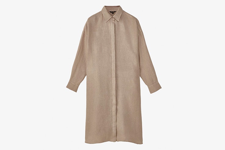 camisa larga lino color piedra massimo dutti