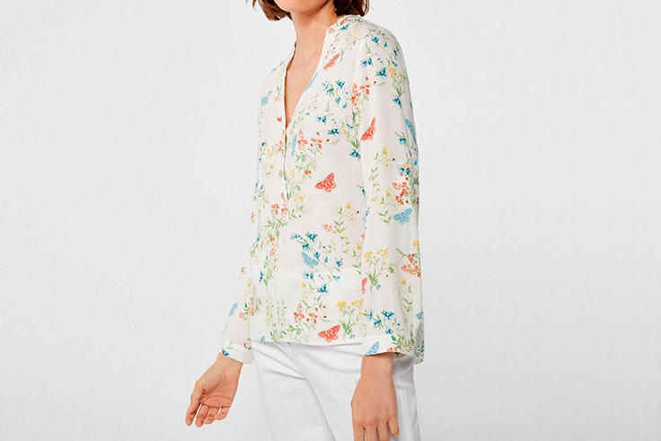 blusa estampada flores cortefiel