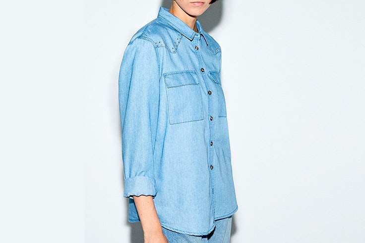 camisa vaquera tachuelas doradas springfield