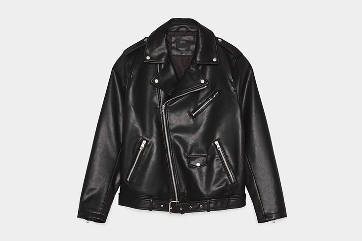 chaqueta negra cuero bershka