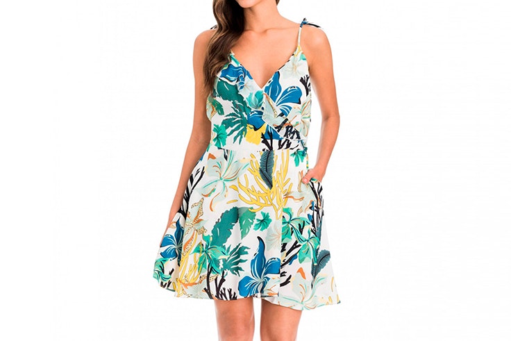 vestido blanco estampado flores salsa