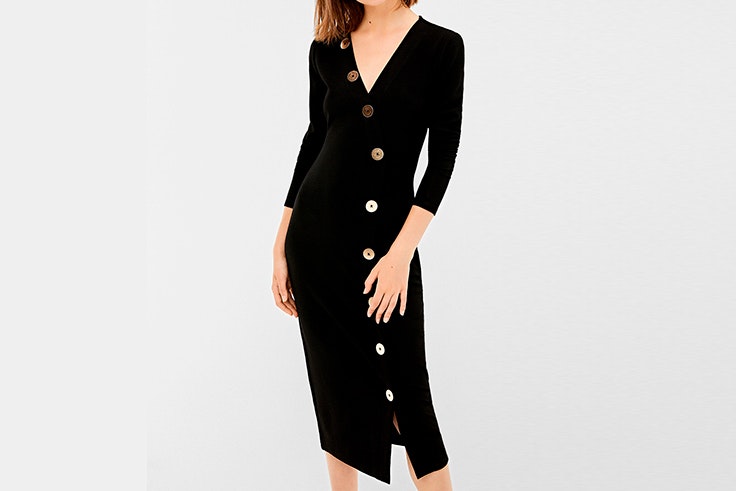 vestido negro botones springfield
