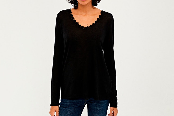 camiseta negra encaje springfield