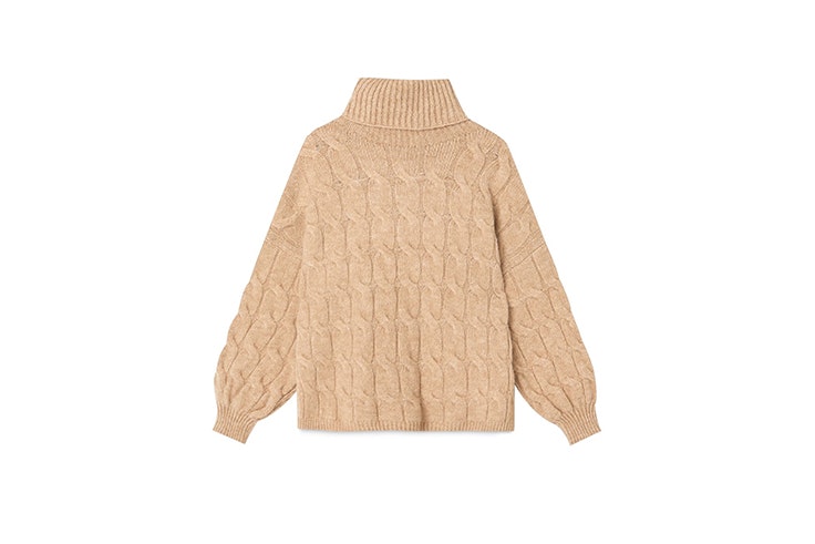 jersey de punto trenzando color beige con mangas globo Black Friday 2019
