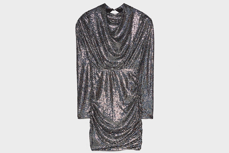 Vestido corto con espejos iridiscentes de Bershka