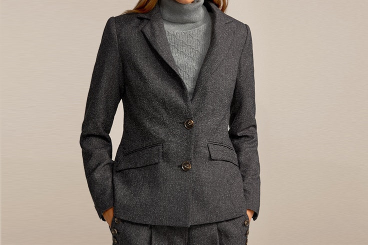 blazer en tejido gris de cortefiel botas negras