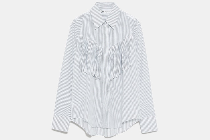 Camisa con flecos y rayas de Zara
