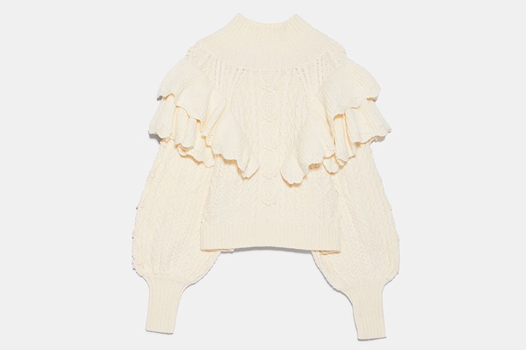 Jersey de punto con detalle de volantes de Zara