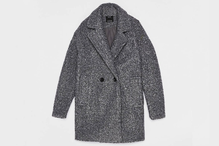 Abrigo gris oversize con cuello solapa de Bershka