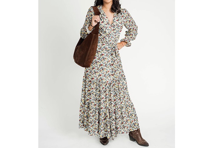 Vestido largo estampado de flores de Kabán Lahun