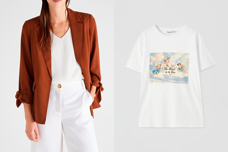 Blazer en color marrón de Cortefiel Camiseta de manga corta estampada de Pull & Bear