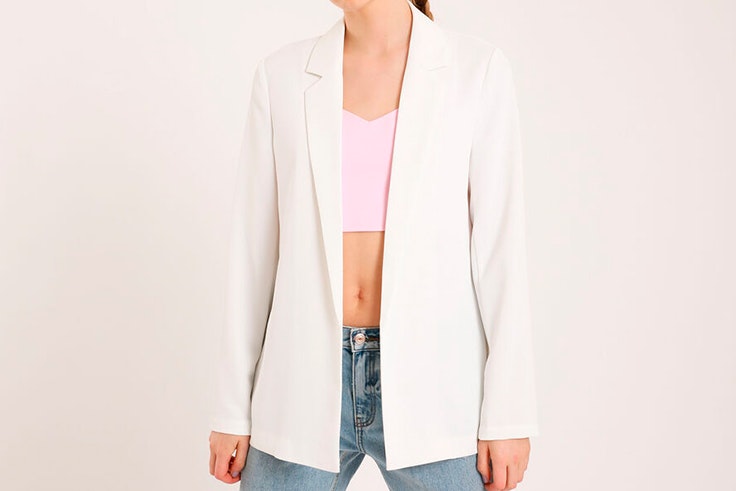 chaqueta blazer color blanco pimkie