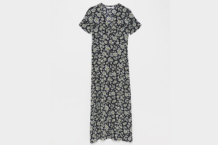 Vestido midi de flores en tonos negros de Sfera