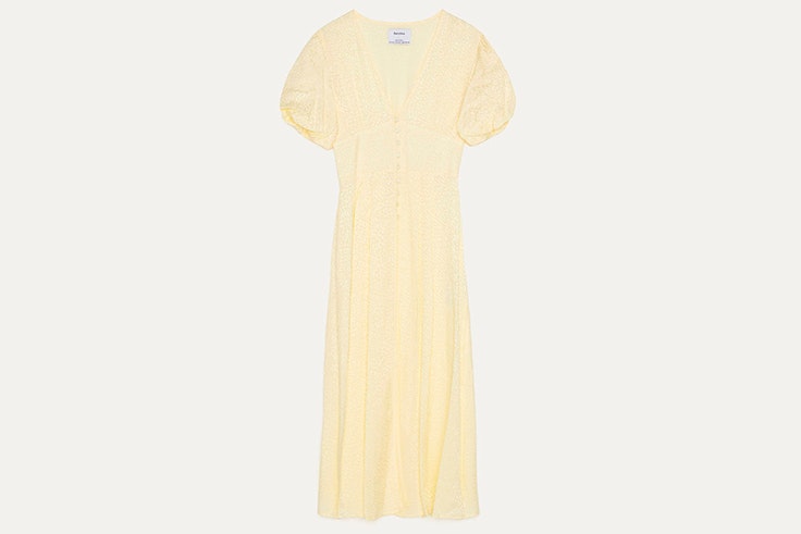 rebajas max center Vestido amarillo pastel de Bershka