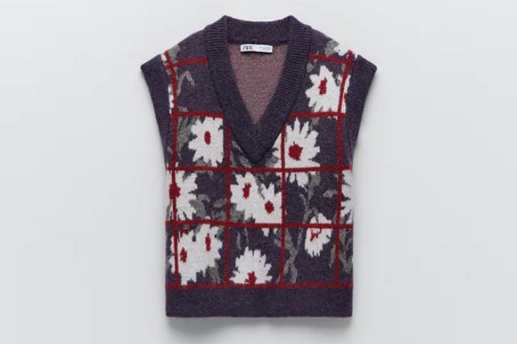 Chaleco de punto con flores de Zara