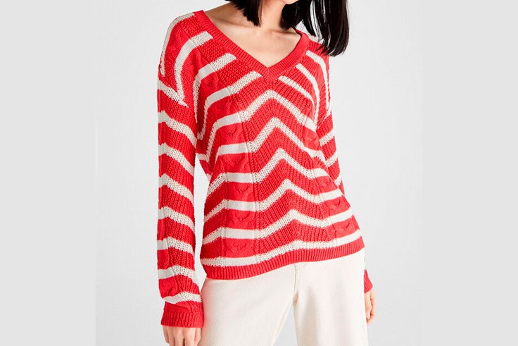 Jersey de rayas en color rojo de Cortefiel