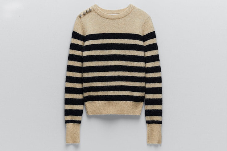 Jersey de rayas con detalle de botones de Zara