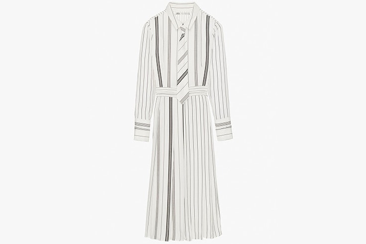 Vestido largo camisero de rayas de Zara