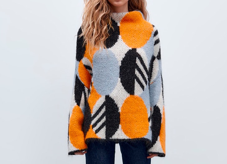 Jersey de jacquard de Zara colores azul naranja